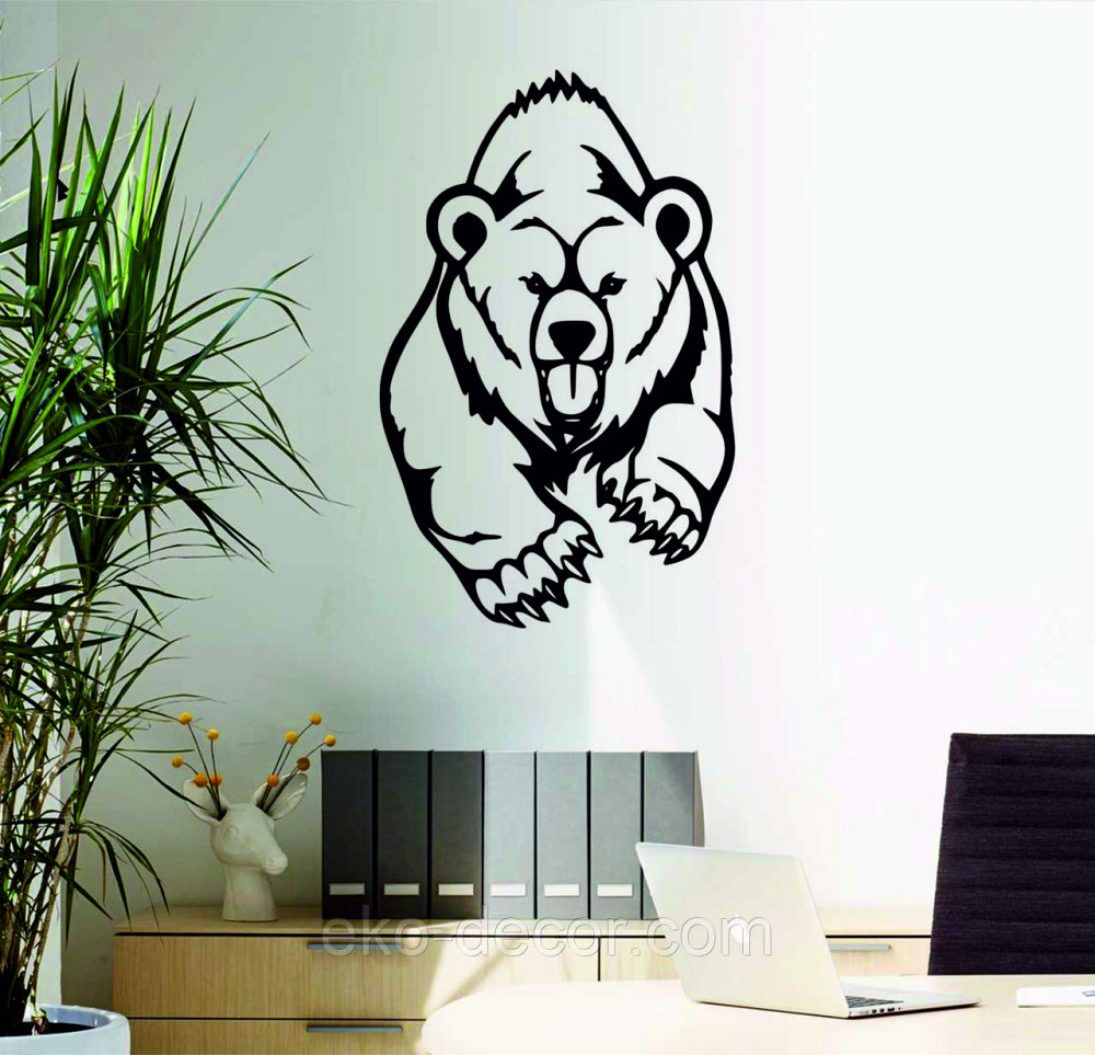 Декоративне настінне Панно «Ведмідь» Декор на стену 110*70 см, Чорний Київ - фото 1