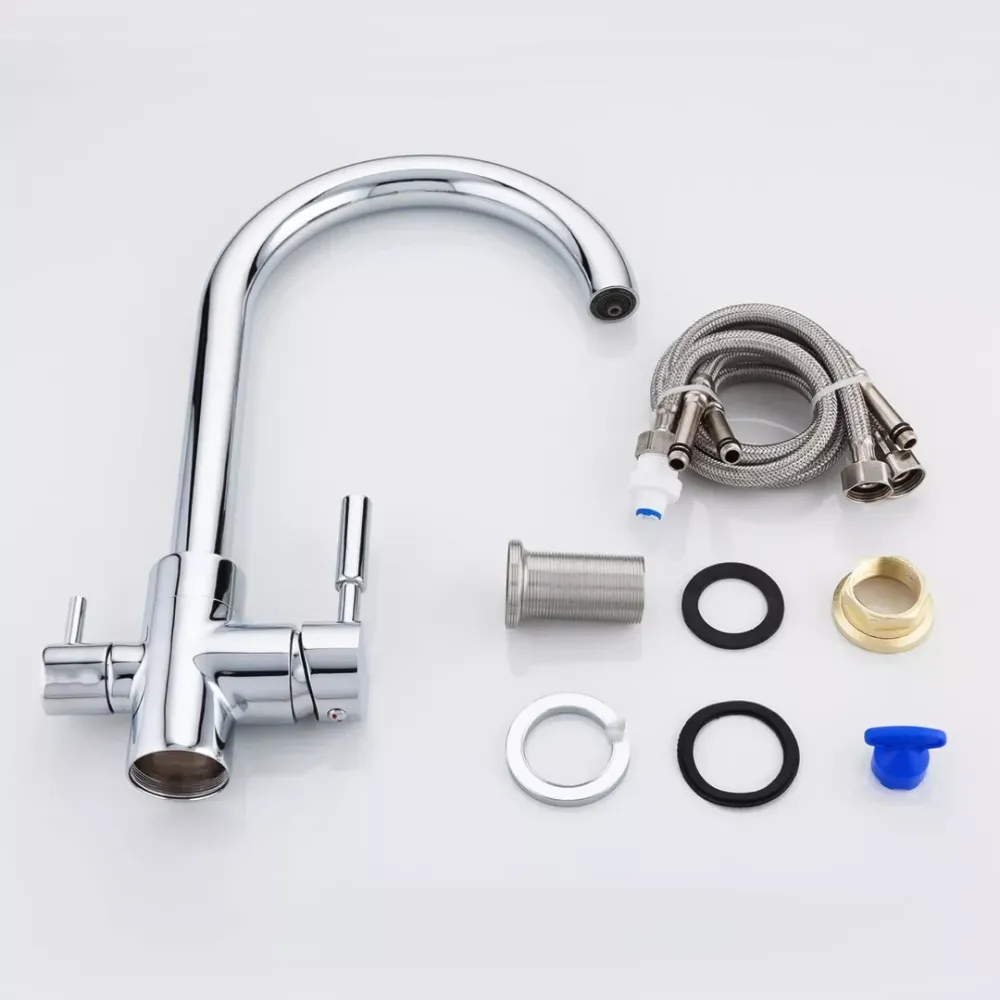 Смеситель для кухни на две воды Frap F4352 с подключением к фильтру, хром Киев - изображение 5