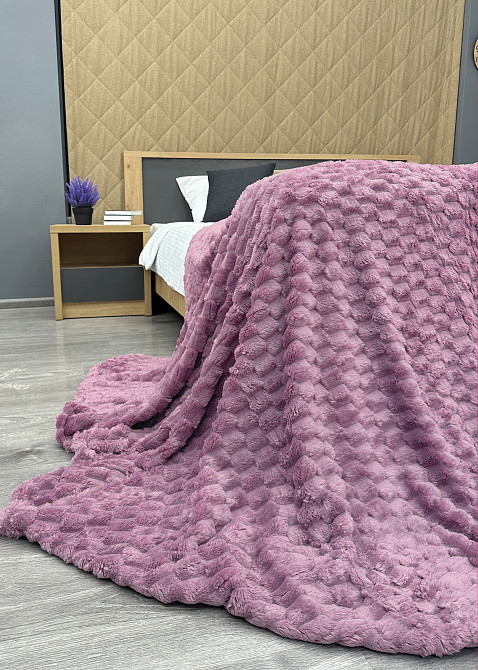 Плед-покривало 210х210 см (+-5см) Соти Ліловий (87-208) Київ - фото 6