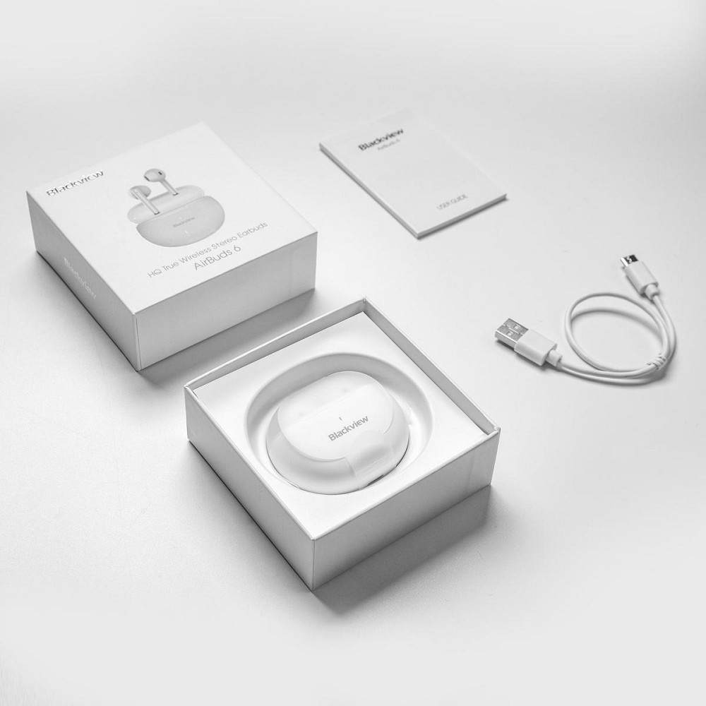 Бездротові навушники Blackview AirBuds 6 Bluetooth 5.3 Водозахист IPX7 Ультралегкі TWS Навушники Білі Київ - фото 10