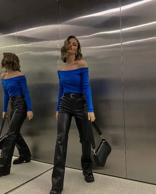 Чорні жіночі шлкіряні брюки утеплені на флісі Харків - фото 2