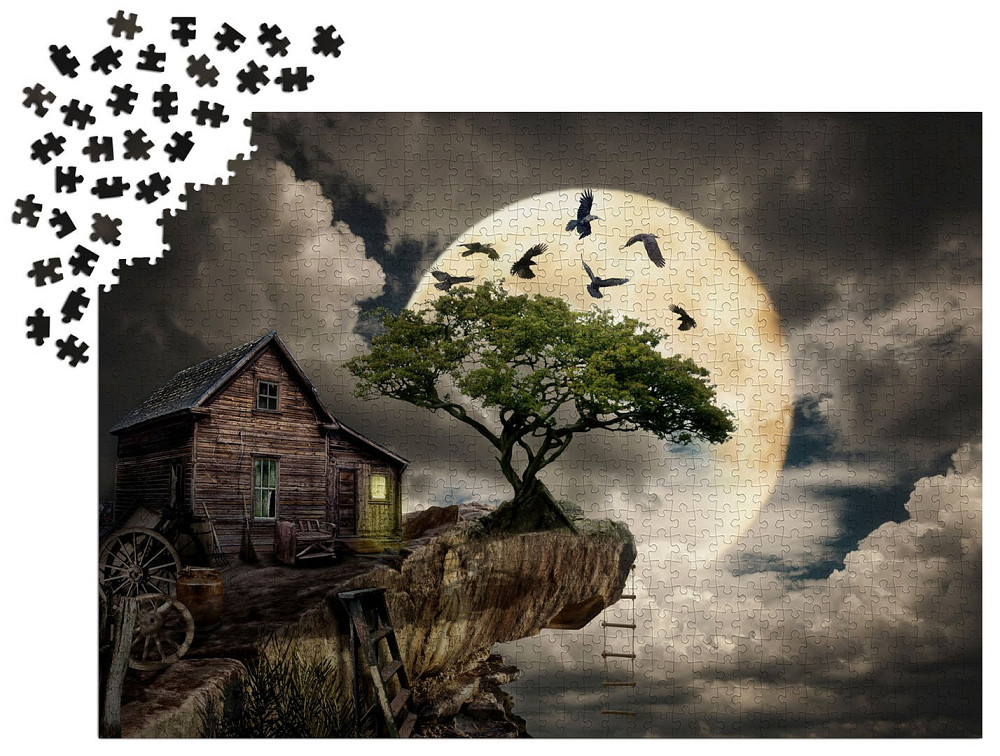 Пазл Зроблена з колод хатина на скелі - A Log Cabin on a Cliff (Enjoy-1614) Киев - изображение 4