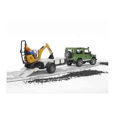 Спецтехніка Bruder автомобіль Land Rover Defender з причіпом, міні-екскаватором CAT та фігуркою (02593) Вінниця