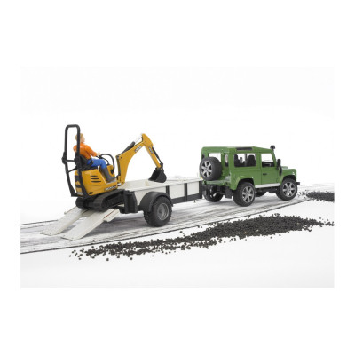 Спецтехніка Bruder автомобіль Land Rover Defender з причіпом, міні-екскаватором CAT та фігуркою (02593) Вінниця - фото 2