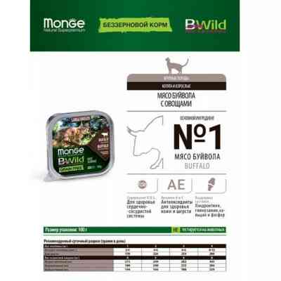 Паштет для котів Monge BWild Grain Free Wet Buffalo Large Breeds 100 г (8009470012850) Вінниця