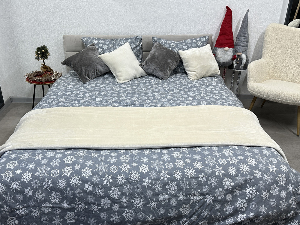 Ecotton Комплект постільної білизни Ecotton двоспальний 180х215 см сірий зимовий Сніжинка Київ - фото 4