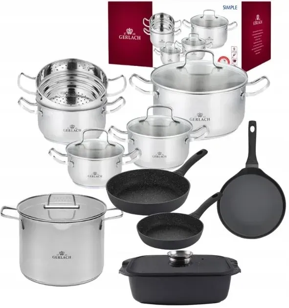 Gerlach Simple Каструлі 9el. + Сковорідка Naleśnikowa 26cm (SIMPGERN17) Киев - изображение 1