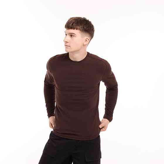 Шоколадный мужской лонгслив Pobedov Dune. Черная мужская кофта из кулира Киев