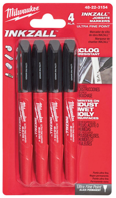 Набір маркерів InkZAll MILWAUKEE, ультра-тонких, чорні, (4шт) Одесса - изображение 1