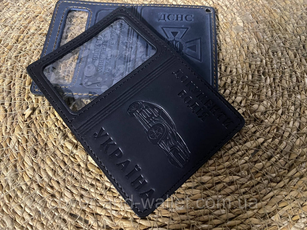 Шкіряна обкладинка для маленьких авто документів чорного кольору Puos Київ - фото 7