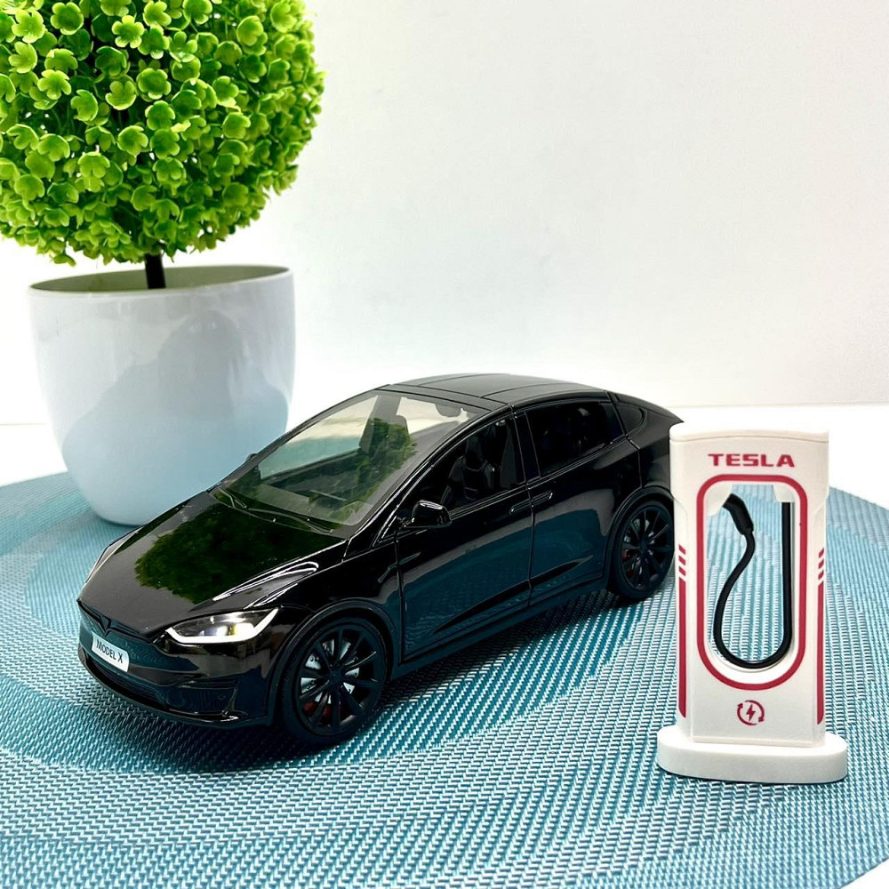 Машина Автосвіт Tesla Model X інерційна відчиняються двері капот багажник 17см Чорний (AP-2004) Чернигов - изображение 1