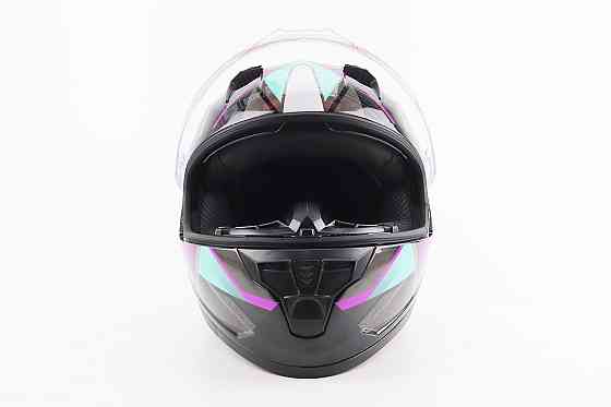 Шолом інтеграл, закритий (сертифікація DOT)+відкидні окуляри BLD-M67 М (57-58см), ЧОРНИЙ/ФІОЛЕТОВО-БІРЮЗОВИЙ Киев