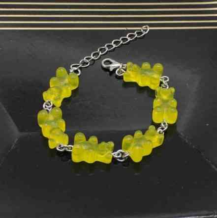 Браслет мишки желтый - длина 15-20см, регулируется, смола Киев