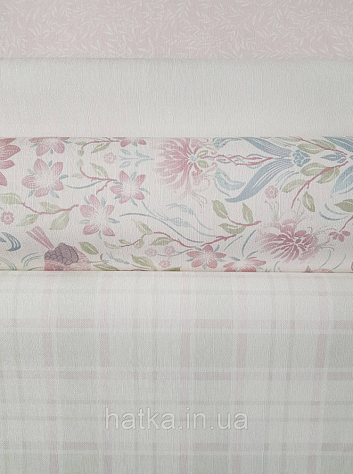 Шпалери вінілові на флізеліні A.S.Creation Maison charme 0.53x10 прованс смужки клітини зелені рожеві Київ - фото 2