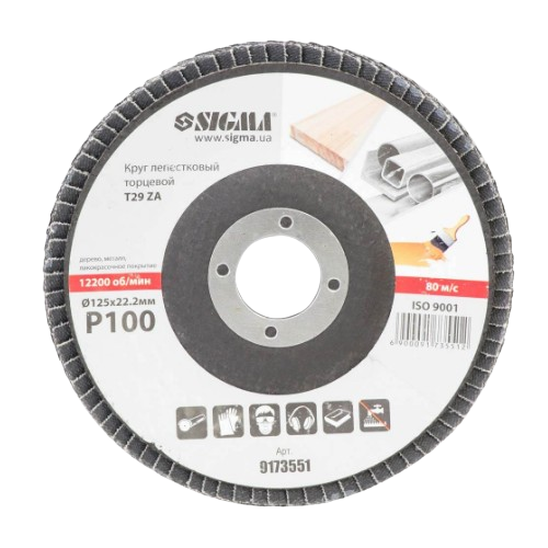 Диск пелюстковий торцевий d125мм T29 P100 SIGMA Житомир - фото 2