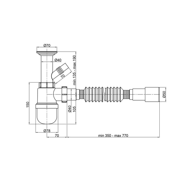 Сифон для мийки з відводом для пральної машини PolMark РМ 40 SF 20 03 Харків - фото 2