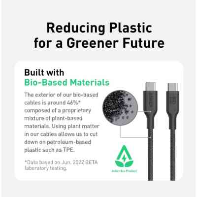 Дата кабель USB-C to USB-C 0.9m 140W bio-nylon 544 black Anker (A80F5H11) Винница