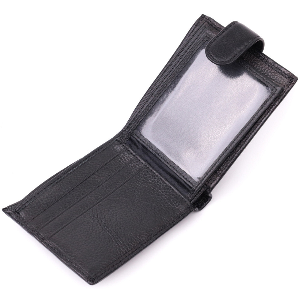 Горизонтальний шкіряний гаманець середнього розміру чорний (ST Leather) Київ - фото 17