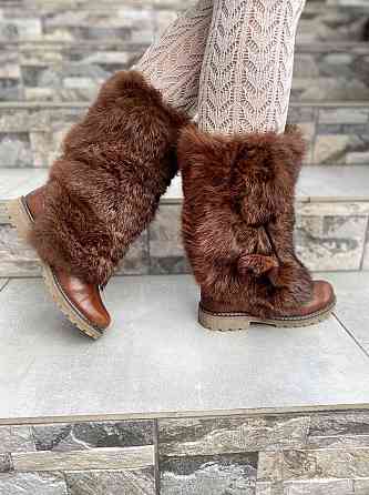 TopS Унти жіночі TopS коричневі натуральна шкіра з хутром висота 26см обхват 32-33см размер 36- Коломыя
