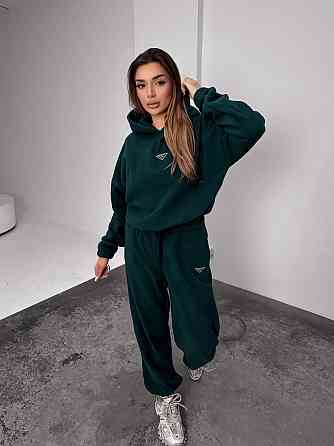 Женский теплый костюм, из флис полара L-XL, изумруд Одесса