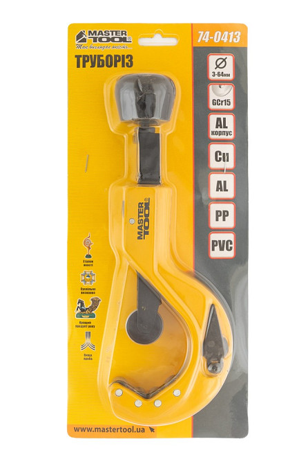 Труборіз для металевих труб MASTERTOOL 6-64 мм ріжучий ролик GCr15 74-0413 Коломия - фото 7
