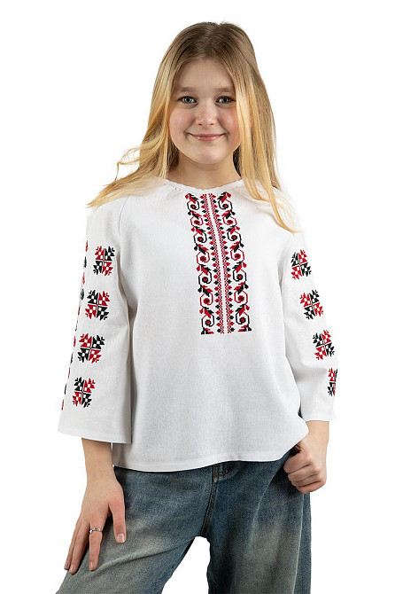 Вишиванка для дівчаток, лляна біла топ Київ - фото 1