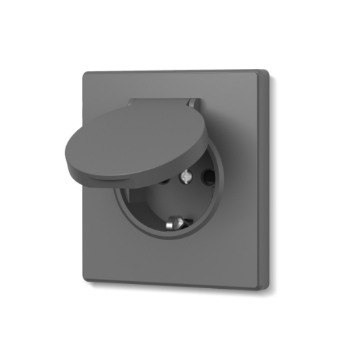 Розетка одинарна з/з та кришкою сірий графіт VIDEX NOTA (VF-NT-SK1GC-GR) Житомир - фото 1