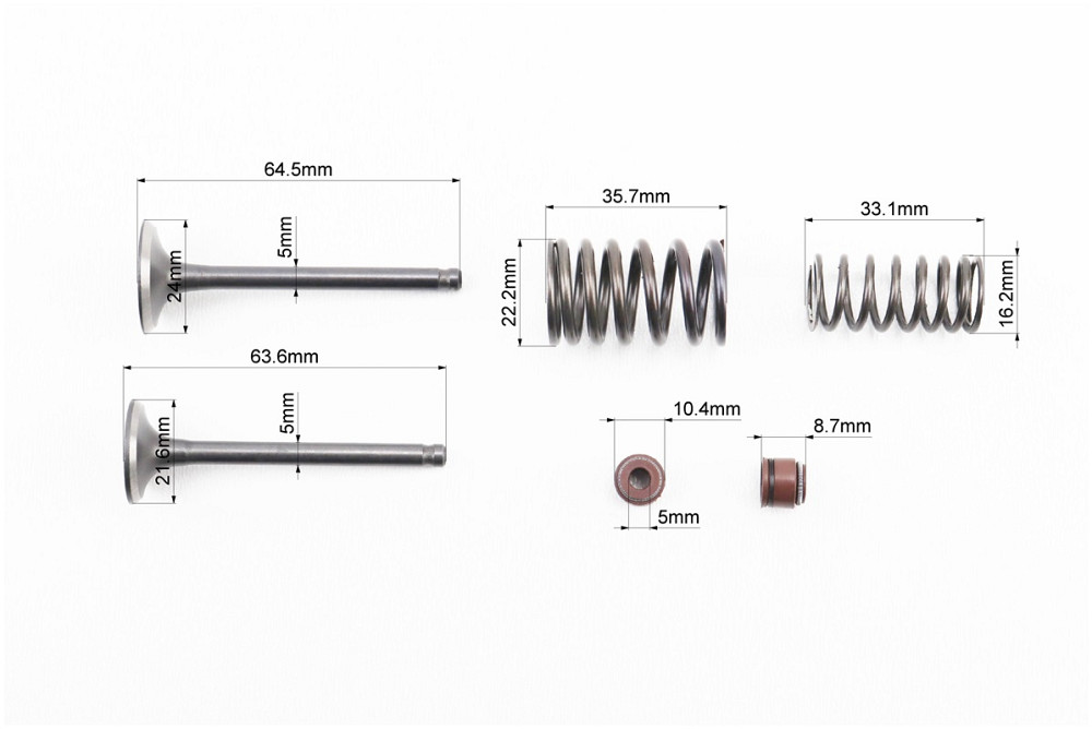 Клапан впуск., Вип. повний к-кт (клапан, сальник, пружина, сухар) 150cc Київ - фото 2