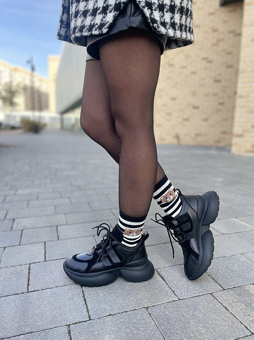 Кроссовки женские M.KRAFT черные натуральная кожа+замша осень-зима 38р.39р. (21042/1) Коломия - фото 3