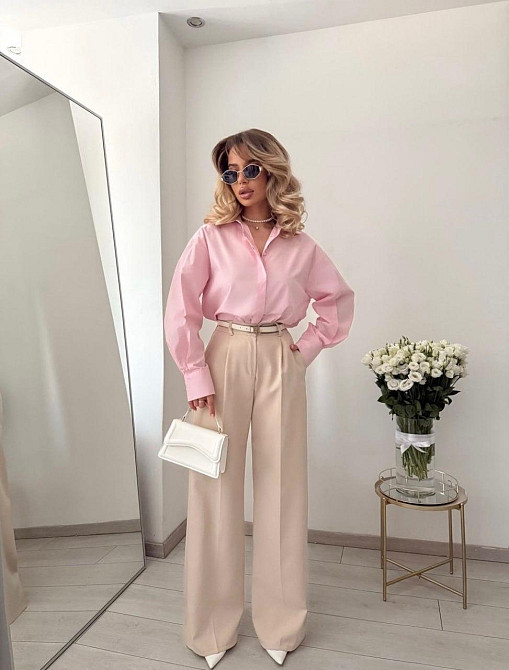 Жіночі базові штани палаццо костюмка Бежевий, 46/48 Одеса - фото 2