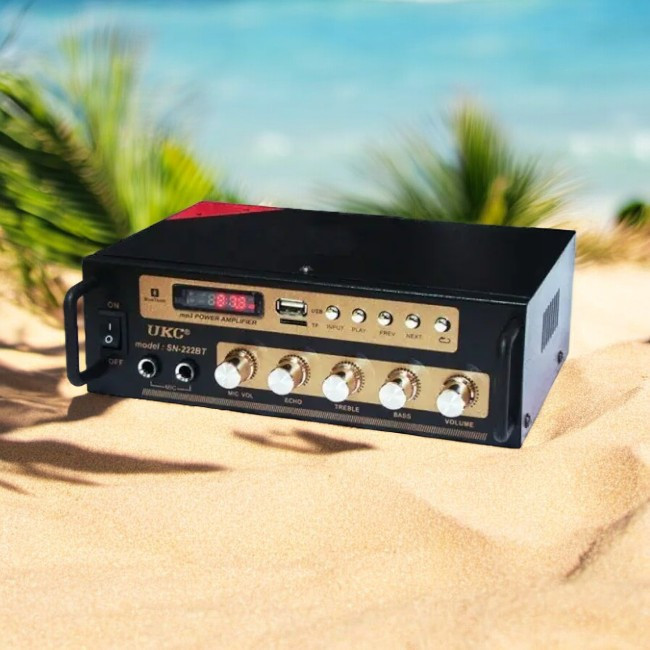 Універсальний підсилювач звуку AMP SN-222 BT з Bluetooth, USB, SD, FM, пультом ДУ, 2-канальний, компактний Одеса - фото 1