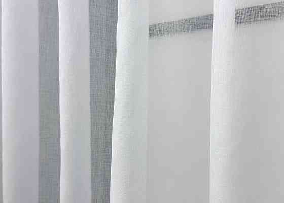 Кухонна арка VR-Textil № 000к мікро-льон з бахромою білий з молочним і бежевим 270х155 см (51-253) Київ