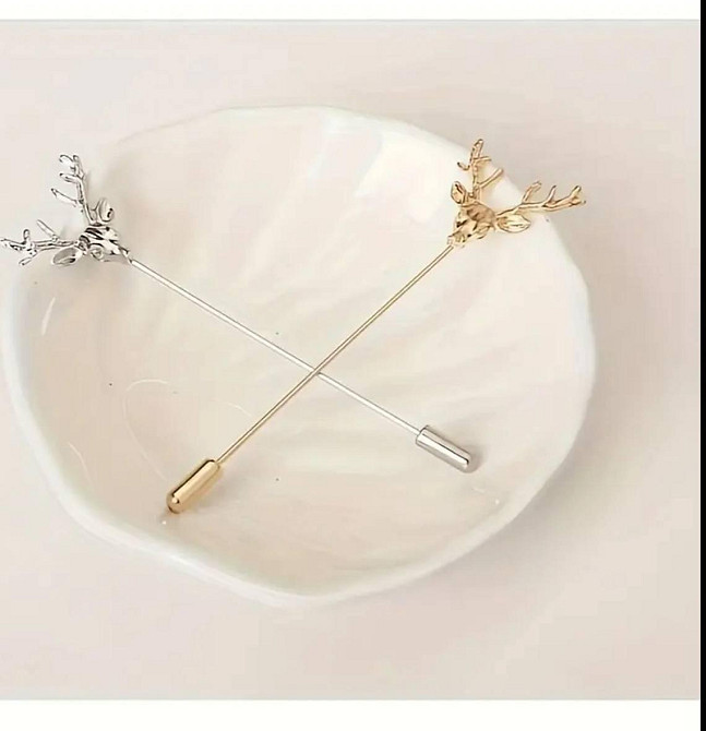 Шпилька-булавка з оленем, золотиста брошка на піджак Київ - фото 2