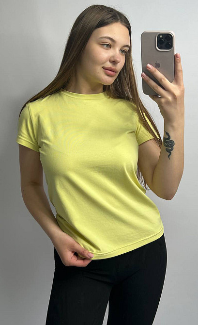 Базовая футболка женская удлиненная Лимонный XXL Харьков - изображение 3