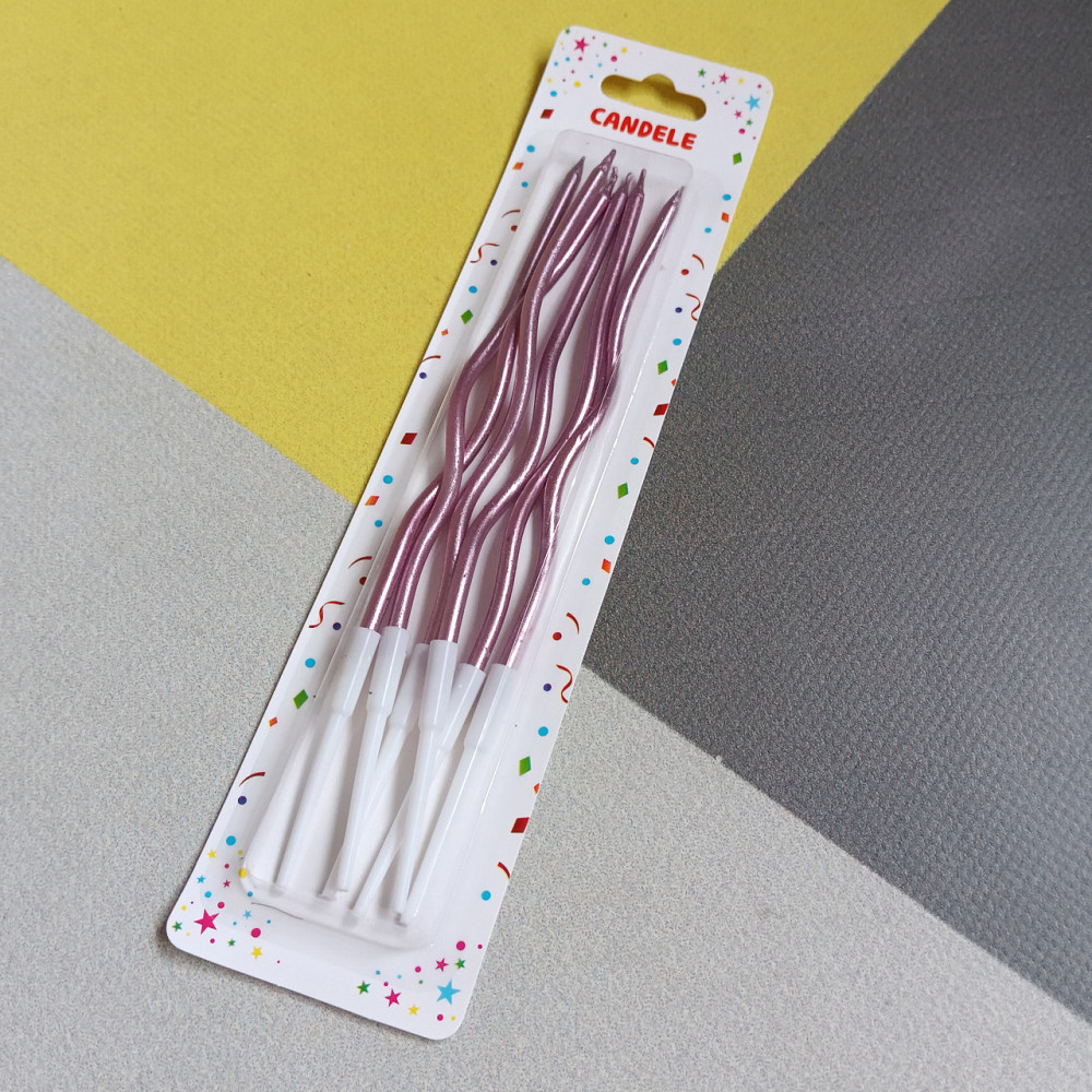 Свічки для торта "хвилясті" 6 шт. рожеві Київ - фото 1