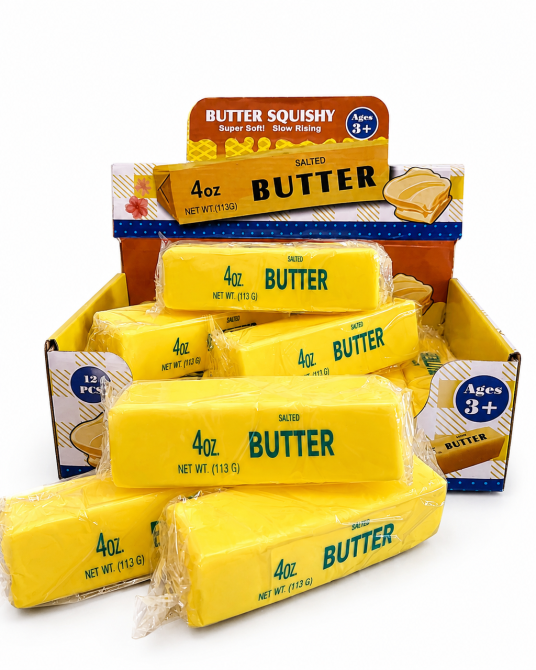 Антистрес-іграшка Squishy Butter масло жовте 13 см, м'який сквіш для дітей і дорослих Київ - фото 1