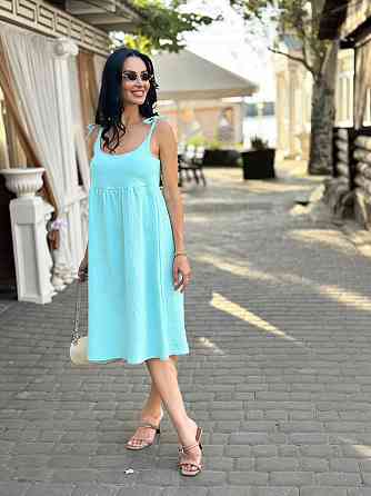 Летнее платье сарафан из муслина на бретельках Caramel 50-52, Голубой Киев