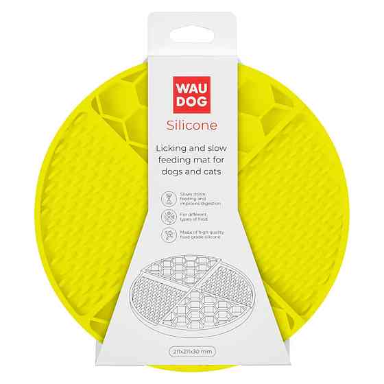 Коврик для слизывания и медленного питания WAUDOG Silicone, 211х211х30 мм, желтый Киев