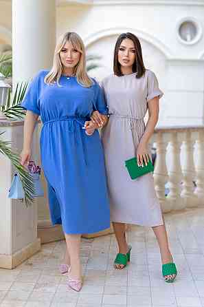 Женское платье миди со шнурком Rea 46-48, Джинс Киев