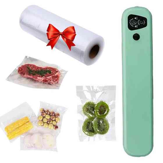 Вакууматор Vacuum Sealer + Подарунок Пакети гофровані 5 м*25см / Домашній вакууматор / Кухонний вакууматор Київ