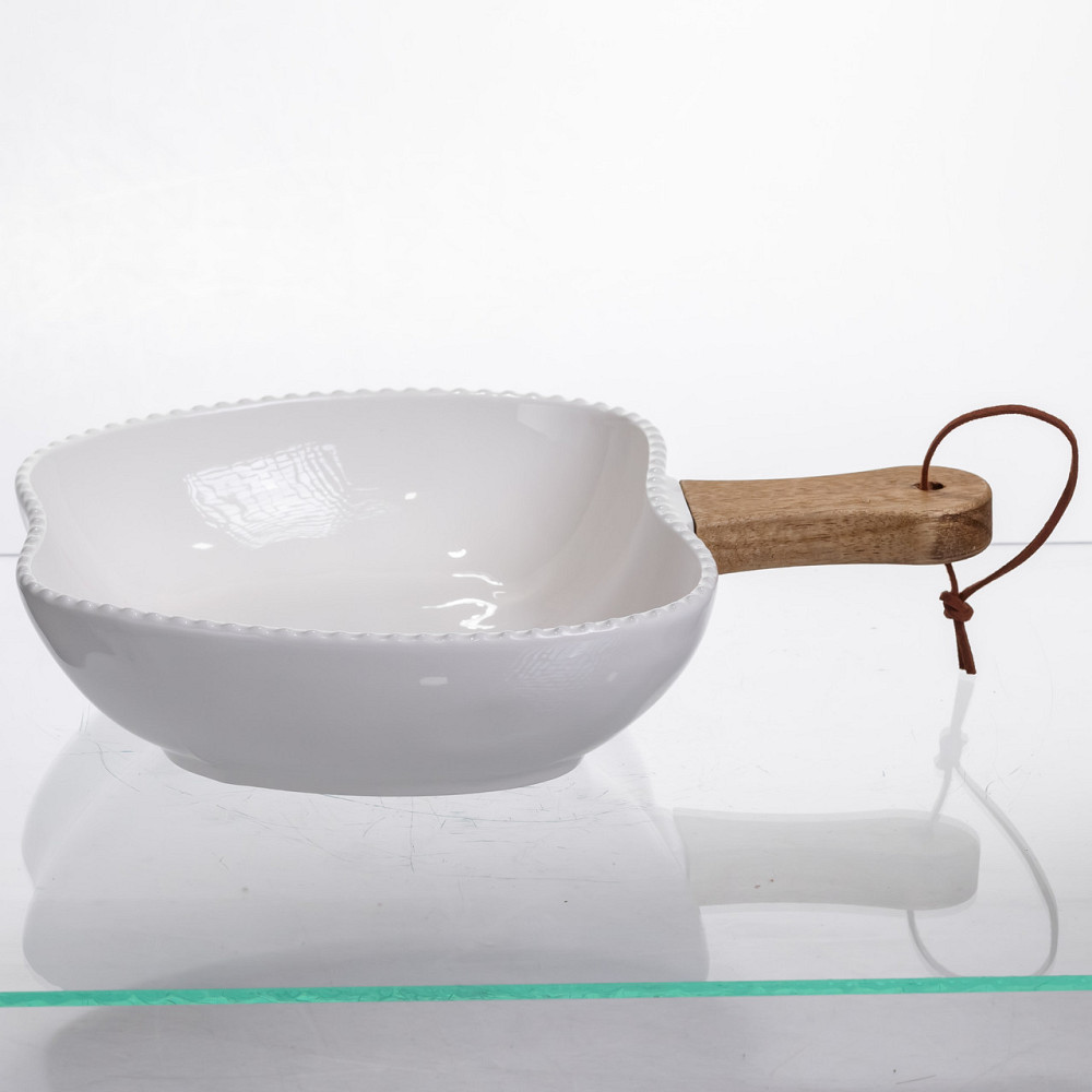 Yiwu Тарілка порцелянова глибока з ручкою Яблуко 25×20×5 (см) Білий ZJH-15-6 Коломия - фото 3