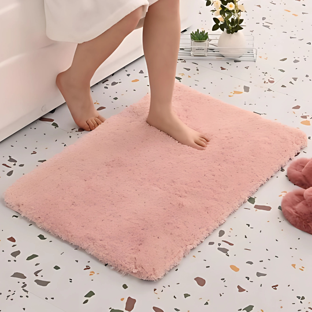 Коврик для ванной и душа коврик для ног в ванную комнату,микрофибра,атискользящий 40х60 см,однотонный розовый Каменец-Подольский - изображение 1