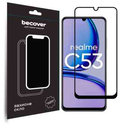 Стекло защитное BeCover Realme C53 Black (710105) Винница