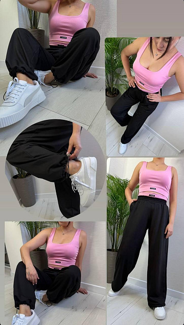 Женский стильный повседневный костюм двойка двунитка и эластичный микродайвинг Розовый, 42/44 Одесса - изображение 1