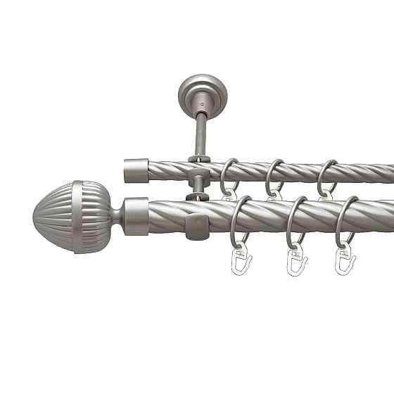 Карниз Orvit Одеон металевий дворядний відкритий скручена труба кільце металеве Сатин 25\16 мм 160 см Львов