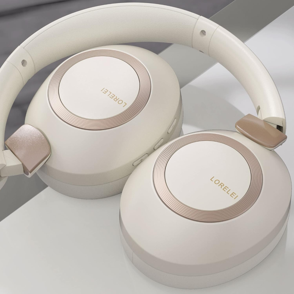 Бездротові навушники LORELEI B-C6, Bluetooth 5.3, 50 год, 40 мм, мікрофон, AUX 3,5 мм, складні, бежево-білі Київ - фото 7