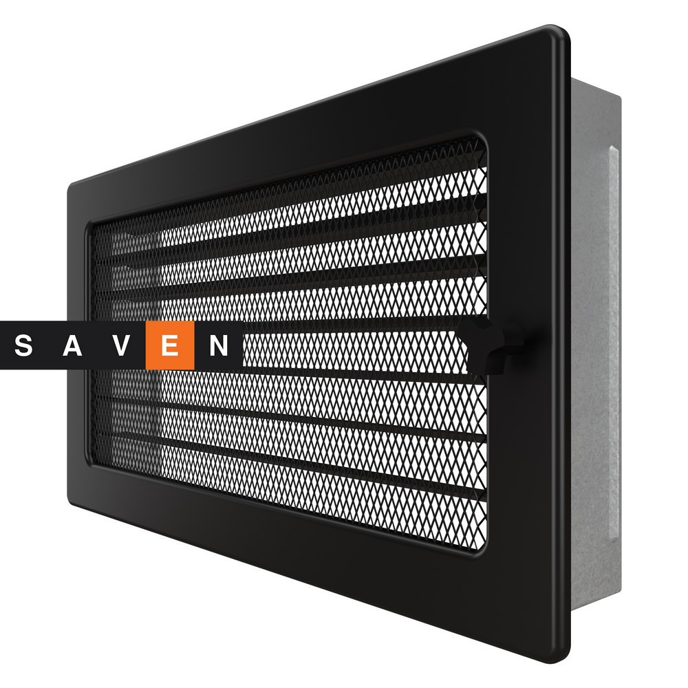 Вентиляційна решітка для каміна SAVEN 17х30 чорна з жалюзі Львів - фото 2