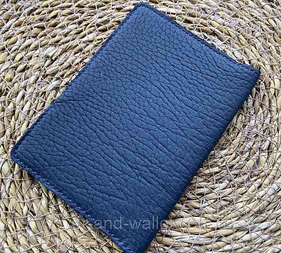 Обкладинка для паспорта з вінтажній шкіри синього кольору ST Leather Київ