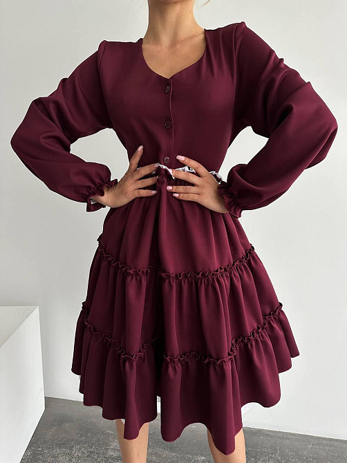 Женское базовое приталенное платье костюмный креп Бордо Одесса - изображение 7