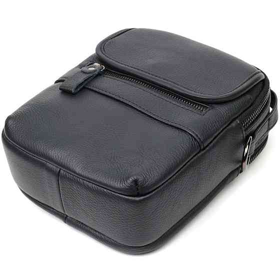 Практичная мужская сумка на плечо из натуральной кожи Vintage 22247 Черная Киев